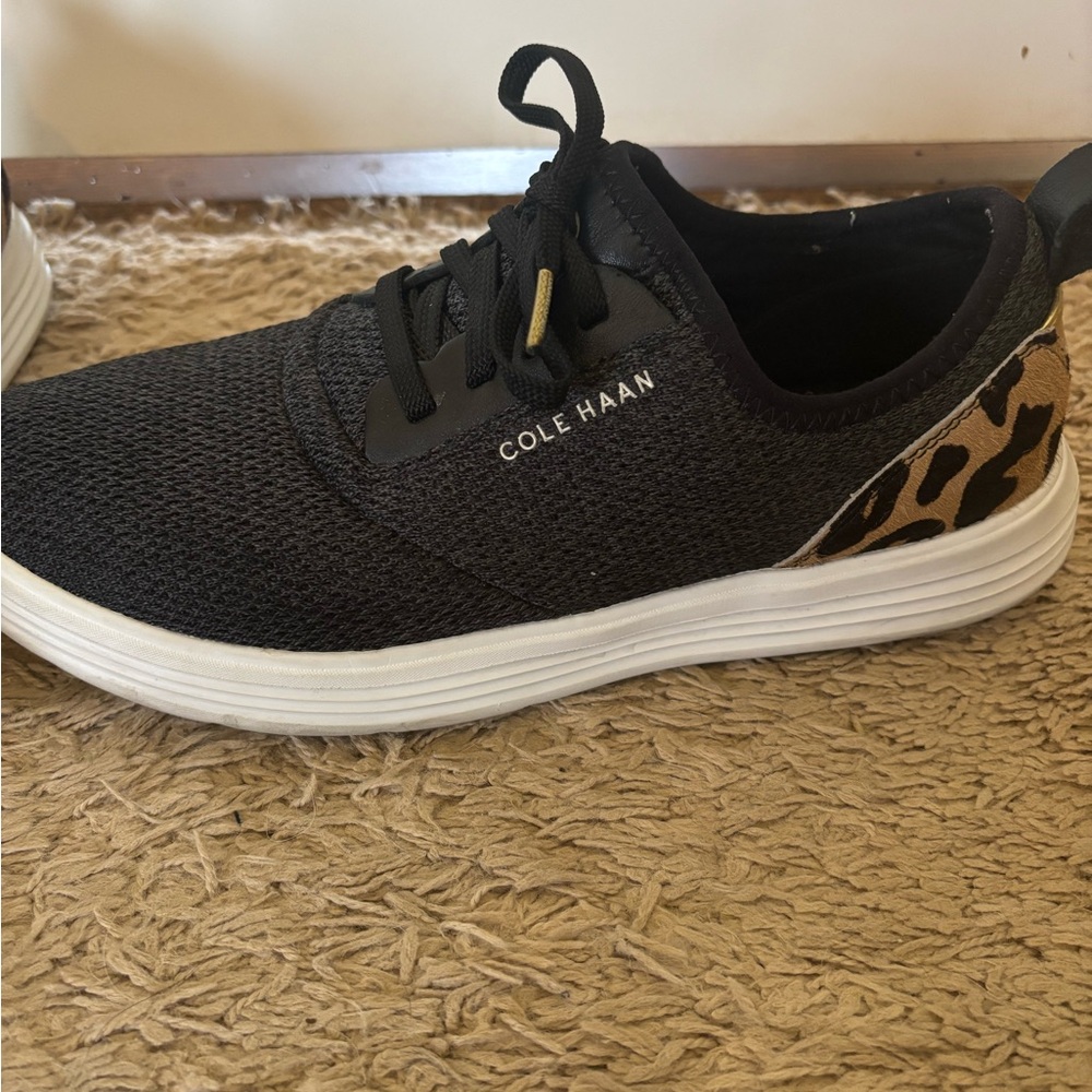 Cole Haan Black Sneakers with Leopard Print